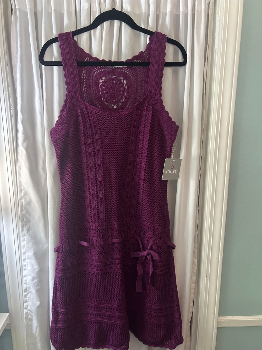 Athleta Purple Crochet Drop Waist Mini Dress
